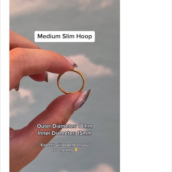 Studs Medium Slim Hoop, Gold, NWT - Picture 5 of 12